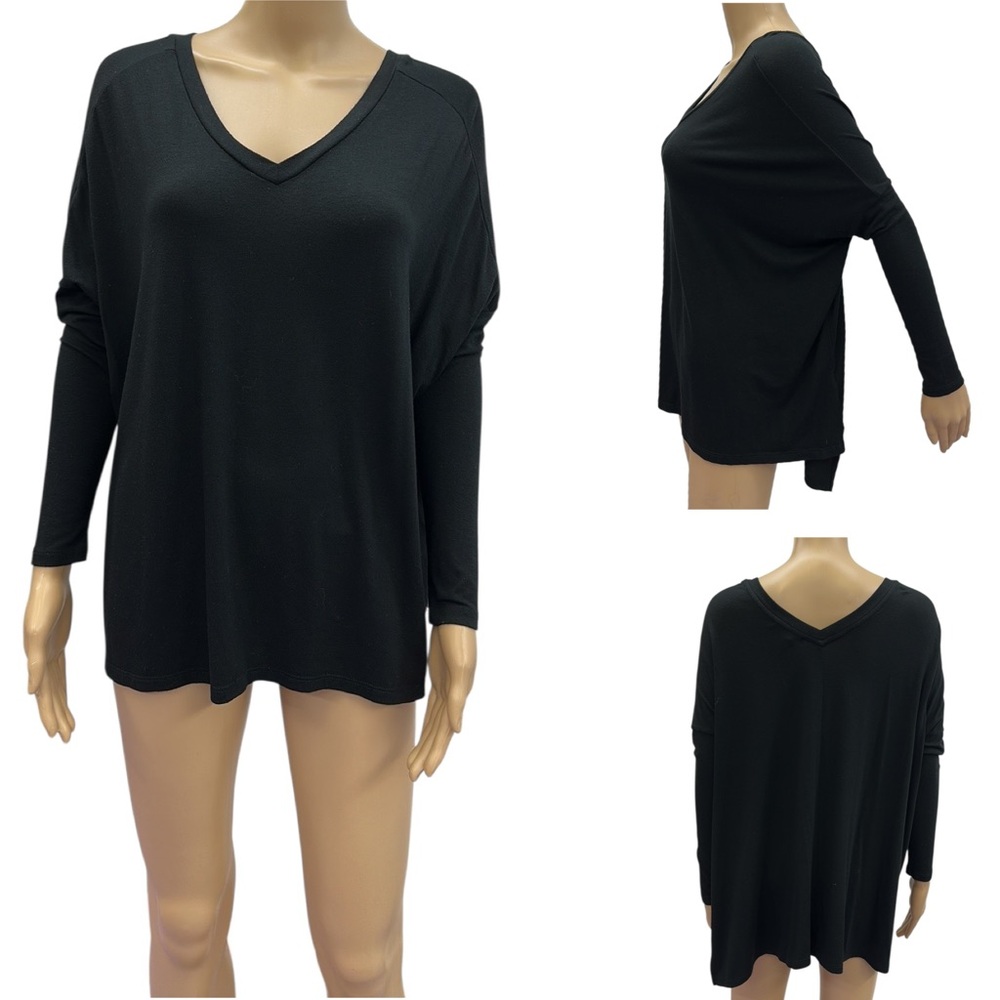 Express OneEleven Black V Neck and Back Batwing Long Sleeve Shirt Oversized XS